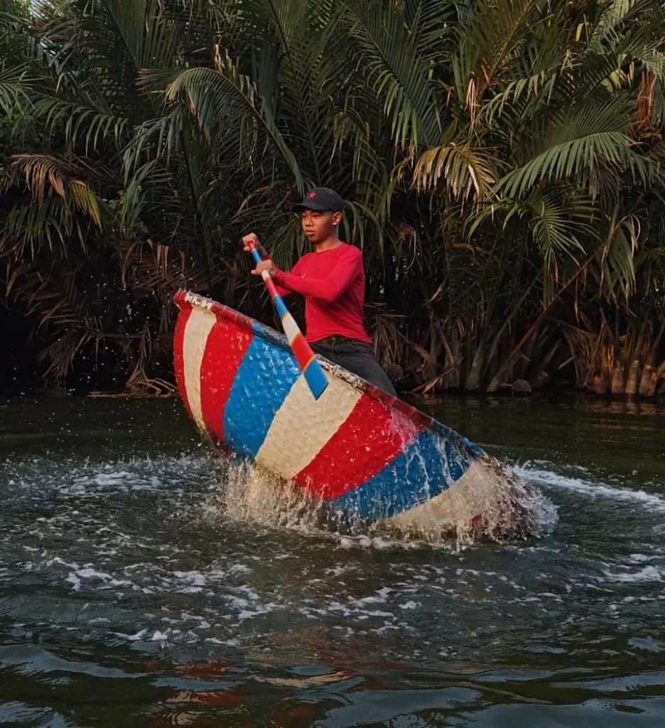 Traditional coconut boat ride in Vietnam