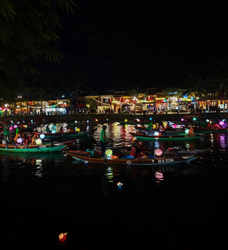 Night view of Hoi An riverside in Vietnam