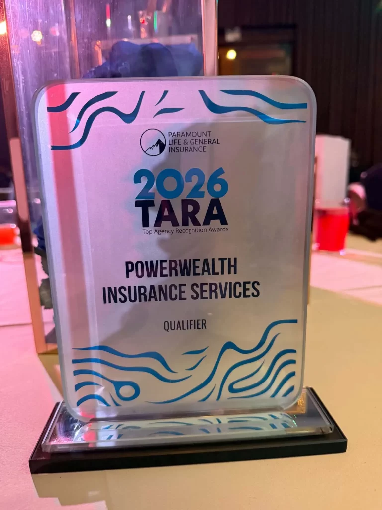 PowerWealth receiving insurance agency award recognition during awarding event
